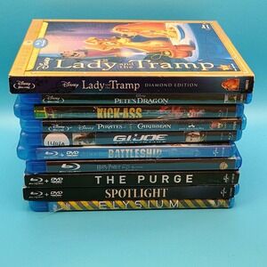 10 Movie Blu-ray DVD Lot Disney Lady and the Tramp Harry Potter Pirates Purge